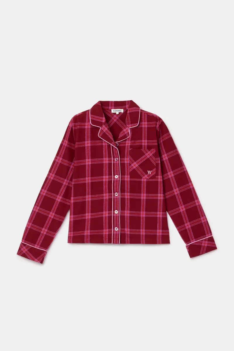 Woody Pyjama flanel - Bordeaux ruit