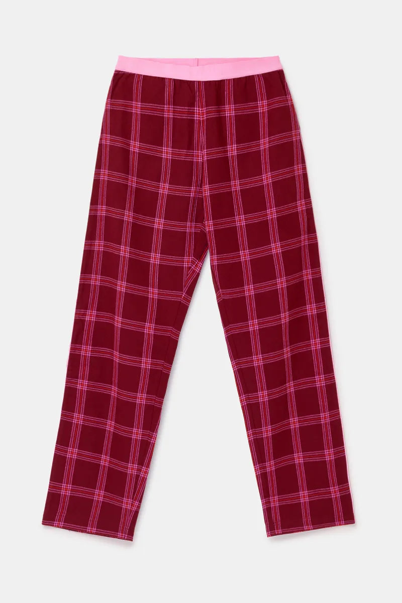 Woody Pyjama flanel - Bordeaux ruit