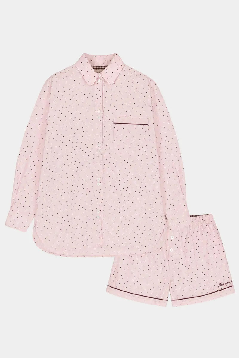 Woody Kirilove - Roze pyjama van katoen/hemd + short