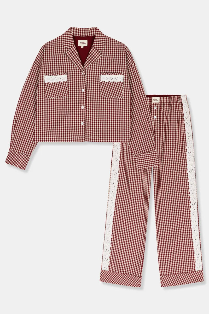Woody Kirilove - Bordeaux pyjama van katoen