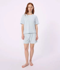Petit Bateau Pyjama - Wit/groene streep