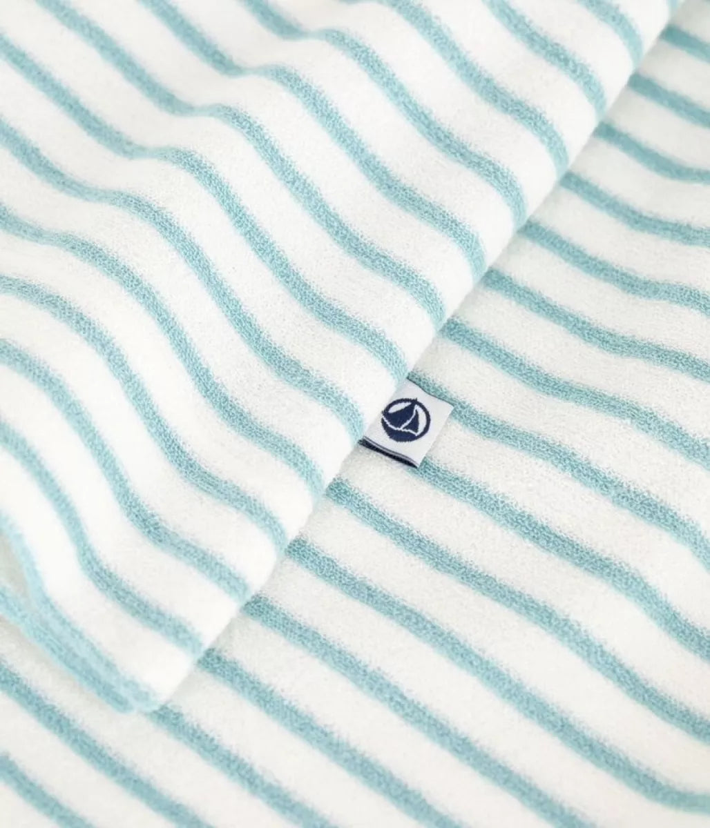Petit Bateau Pyjama badstof - Wit/blauwe streep