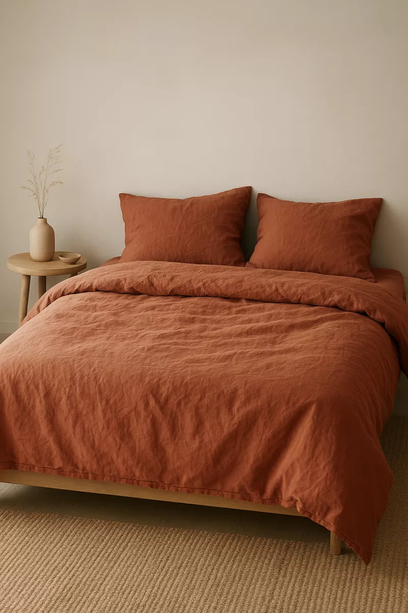 Studio Hugo Dekbedovertrek - Stonewashed roest oranje