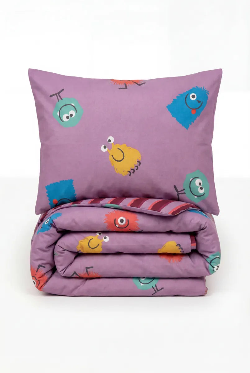 Woody Dekbedovertrek - Roze/monstertjes