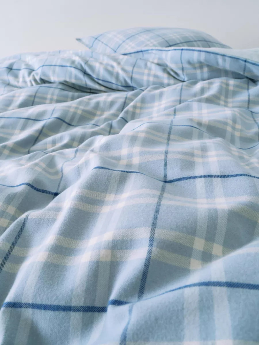 Marc O'Polo Dekbedovertrek flanel - Espen powder blue