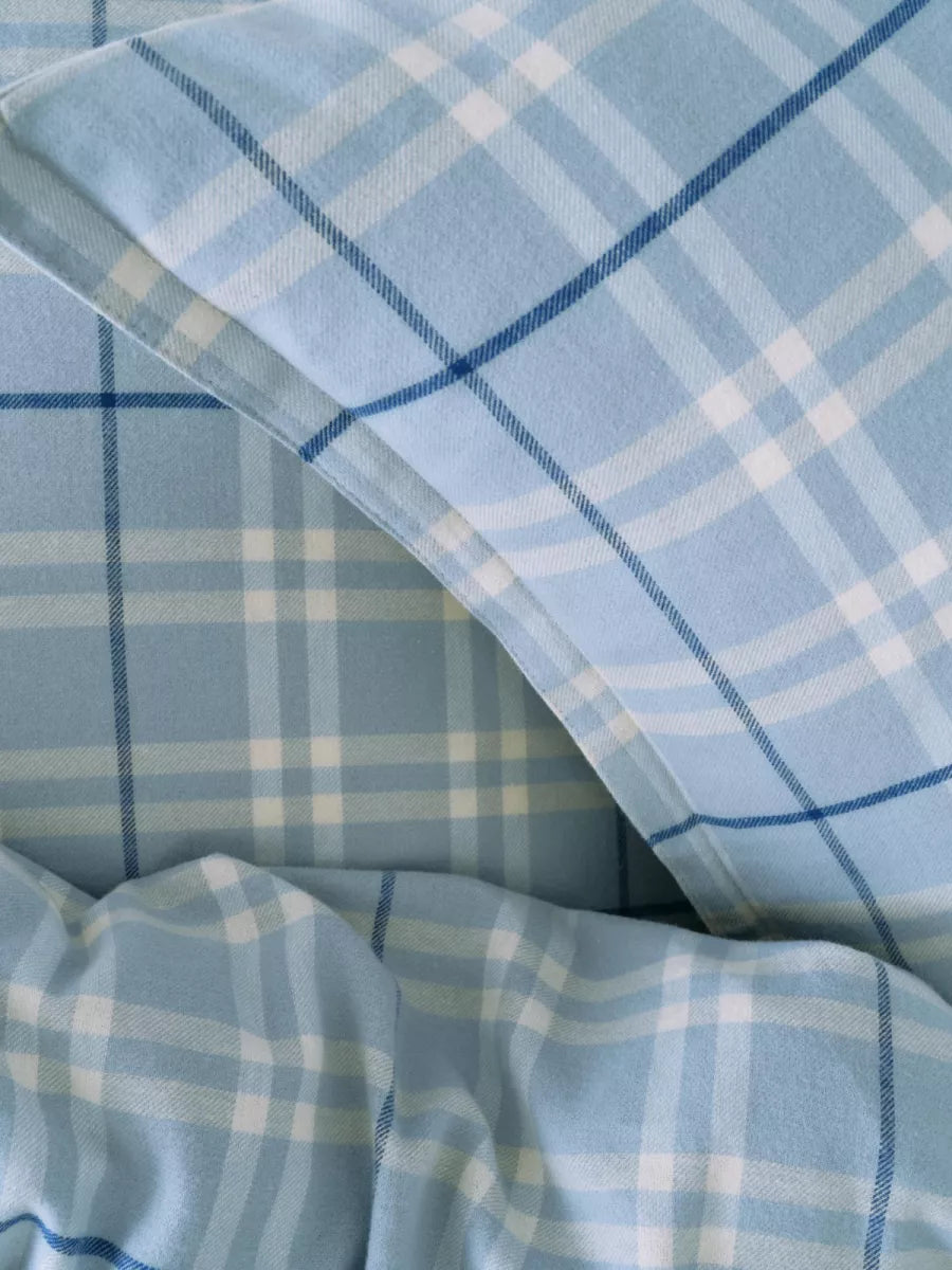 Marc O'Polo Dekbedovertrek flanel - Espen powder blue