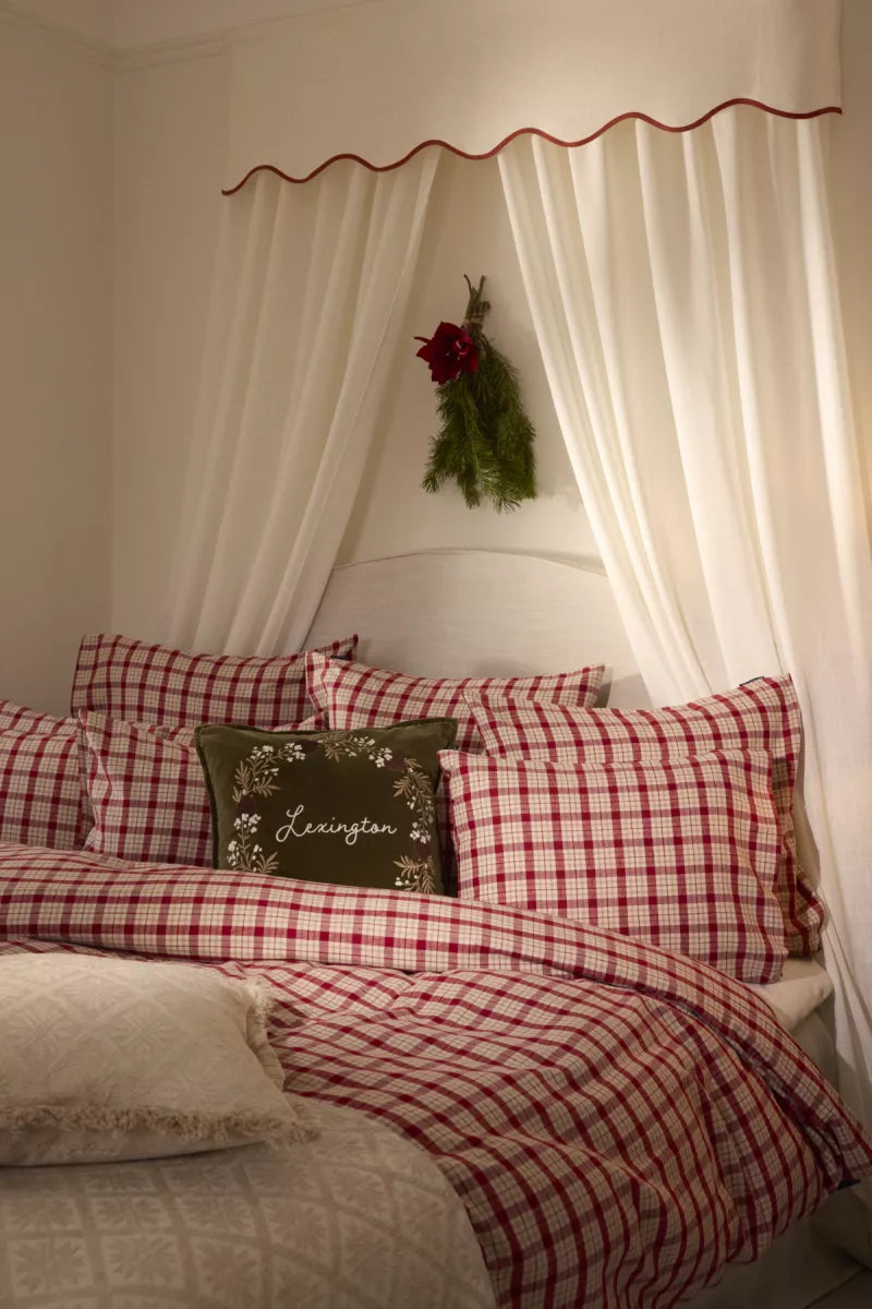 Lexington Dekbedovertrek flanel rood/beige ruit