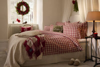 Lexington Dekbedovertrek flanel rood/beige ruit