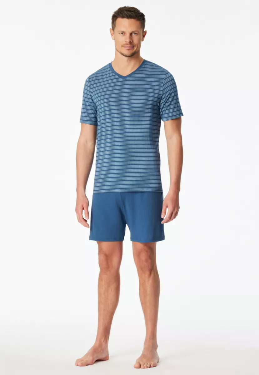 Schiesser Pyjama - Blauw Gestreepte