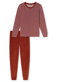 Schiesser Pyjama badstof - Roest/roze streep