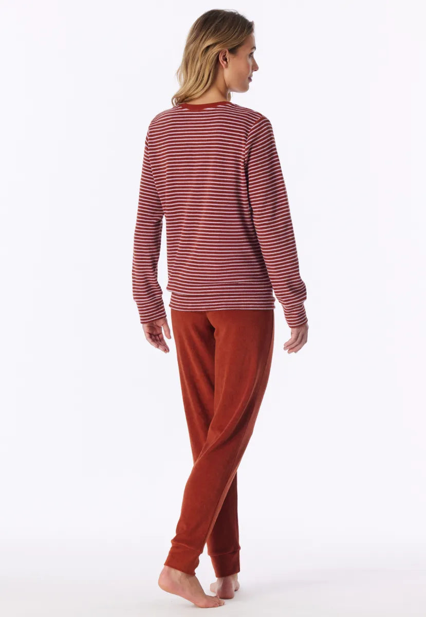 Schiesser Pyjama badstof - Roest/roze streep