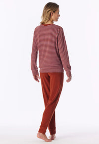 Schiesser Pyjama badstof - Roest/roze streep