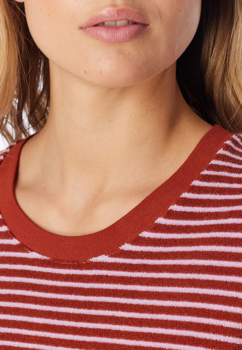 Schiesser Pyjama badstof - Roest/roze streep