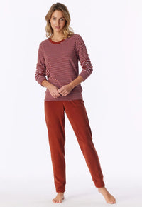 Schiesser Pyjama badstof - Roest/roze streep