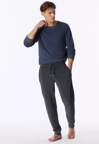 Schiesser Pyjama badstof - Blauw-grijze streep