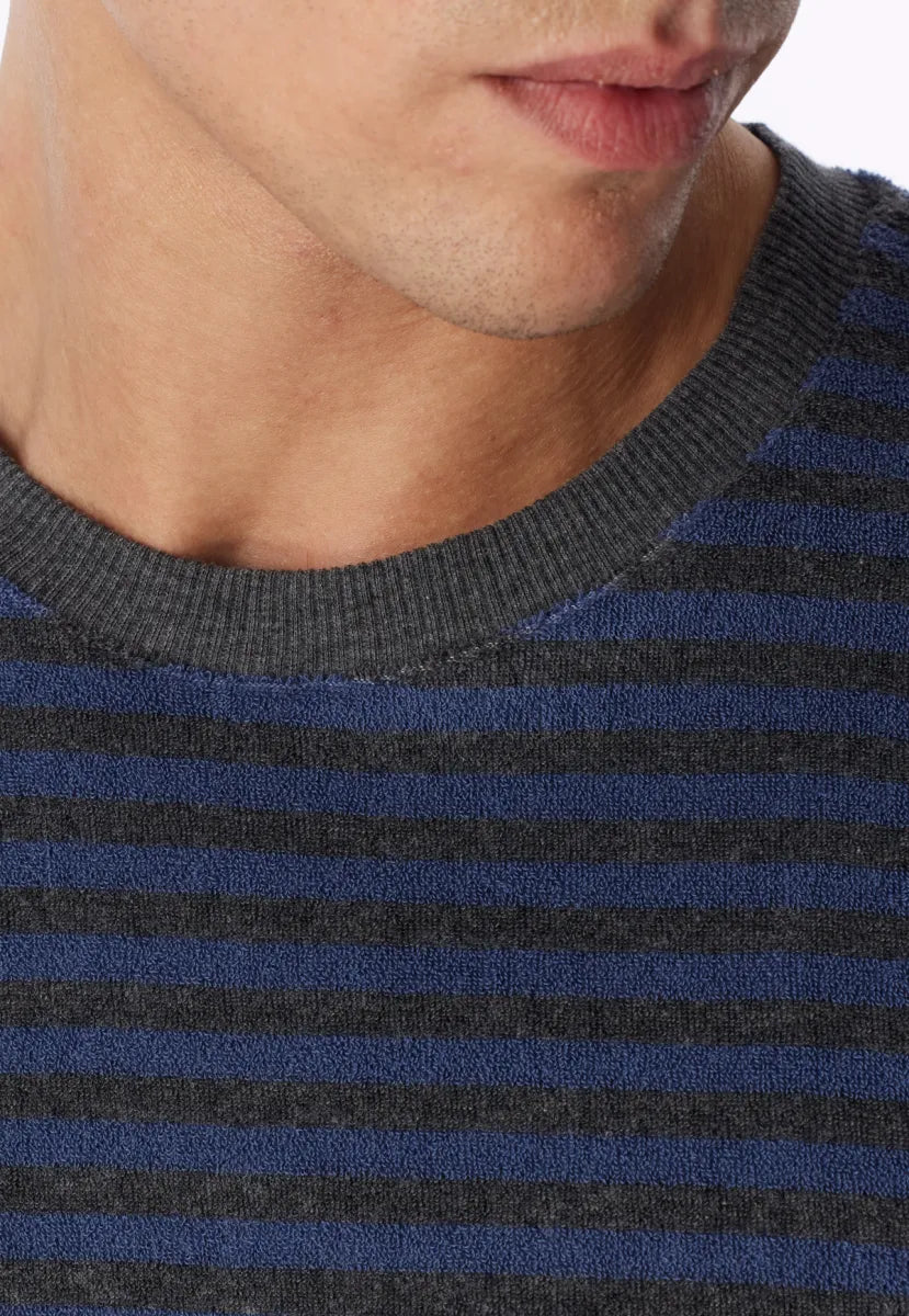Schiesser Pyjama badstof - Blauw-grijze streep