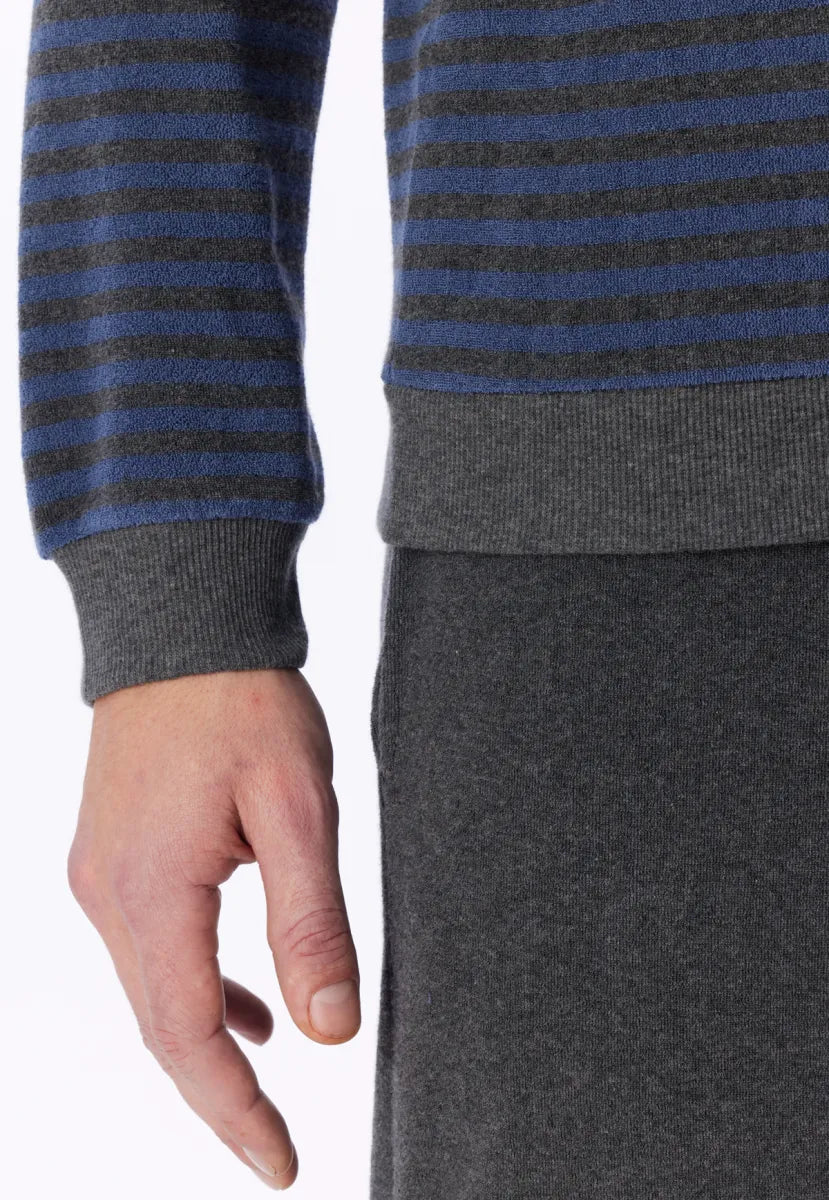 Schiesser Pyjama badstof - Blauw-grijze streep