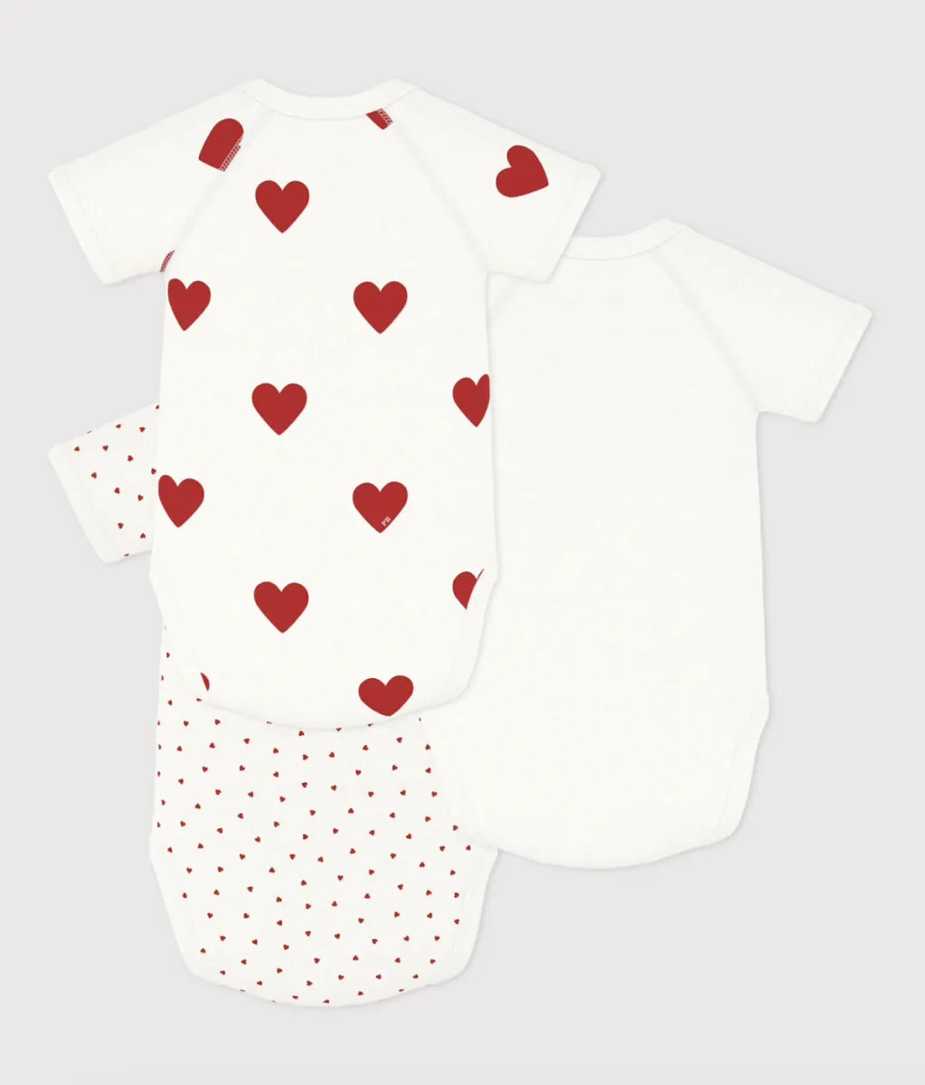 Petit Bateau Bodies per 3 -Hartjes
