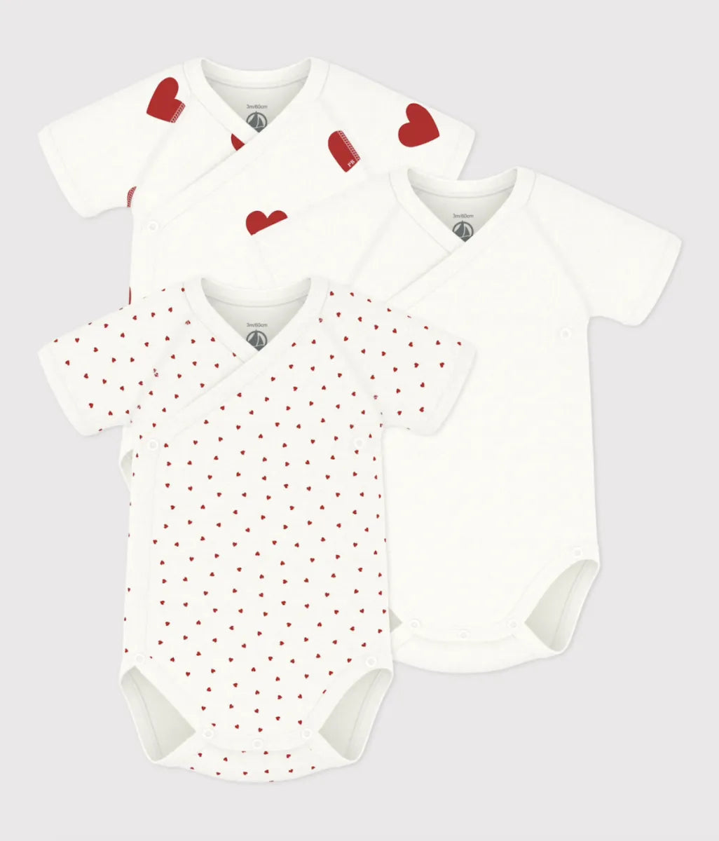 Petit Bateau Bodies per 3 -Hartjes