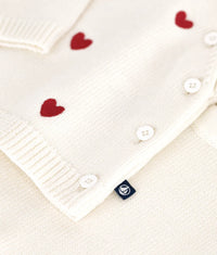 Petit Bateau Tweedelig gebreid babysetje met geborduurde hartjes