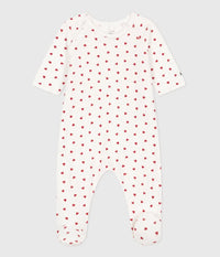 Petit Bateau Fluwelen babypyjama met hartjesprint