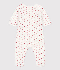 Petit Bateau Fluwelen babypyjama met hartjesprint