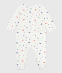 Petit Bateau Fluwelen babypyjama met hartjesprint