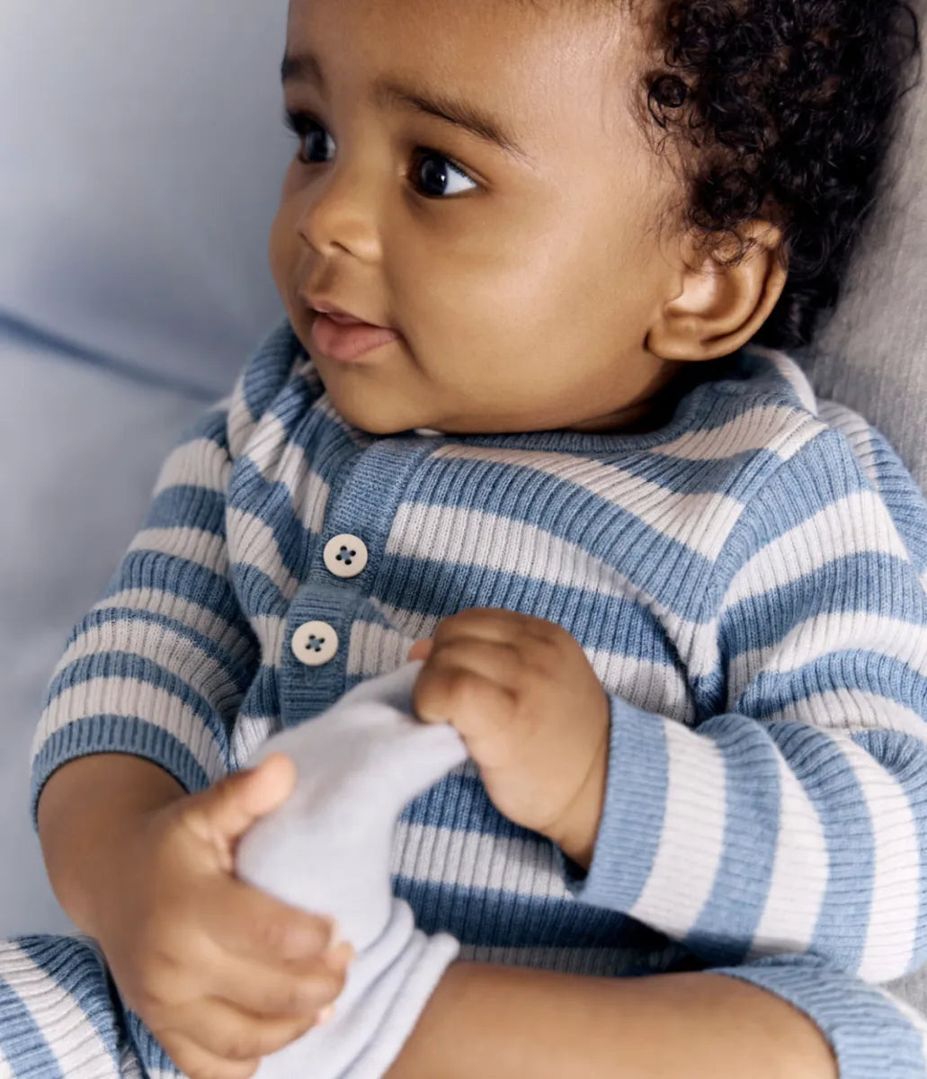 Petit Bateau Gestreept babypakje in breiwerk van wol en katoen