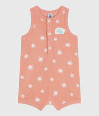 Petit Bateau Kort mouwloos babypakje van katoenen badstof met zonnetjesprint