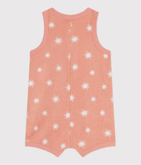 Petit Bateau Kort mouwloos babypakje van katoenen badstof met zonnetjesprint