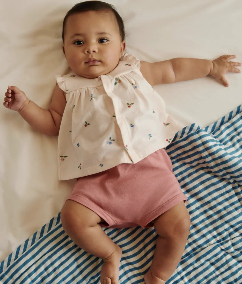 Petit Bateau Tweedelig katoenen geboortesetje met bloesje met ruche