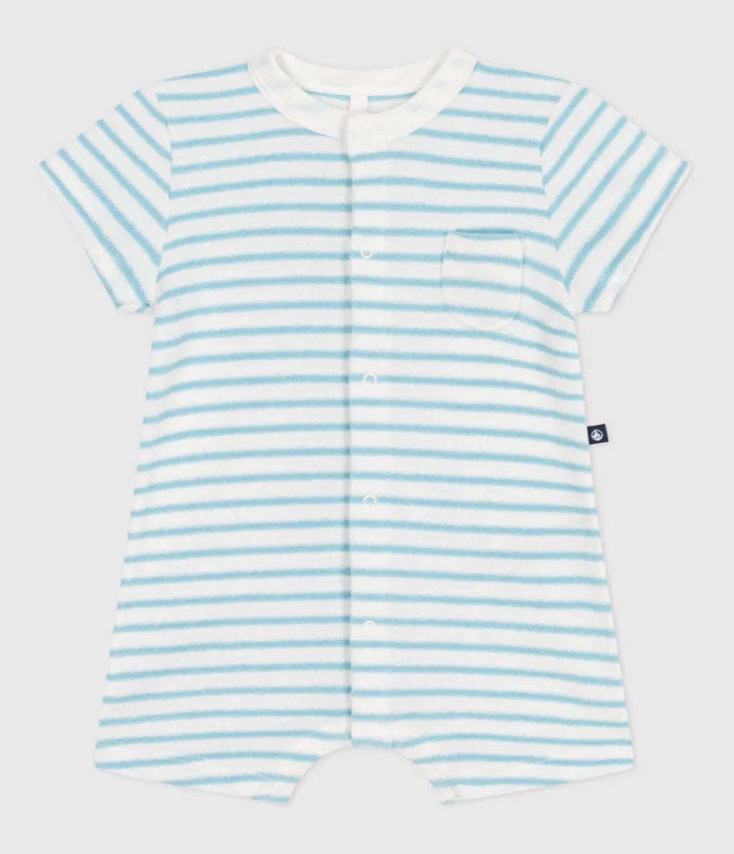 Petit Bateau Kort gestreept babypakje van katoenen badstof