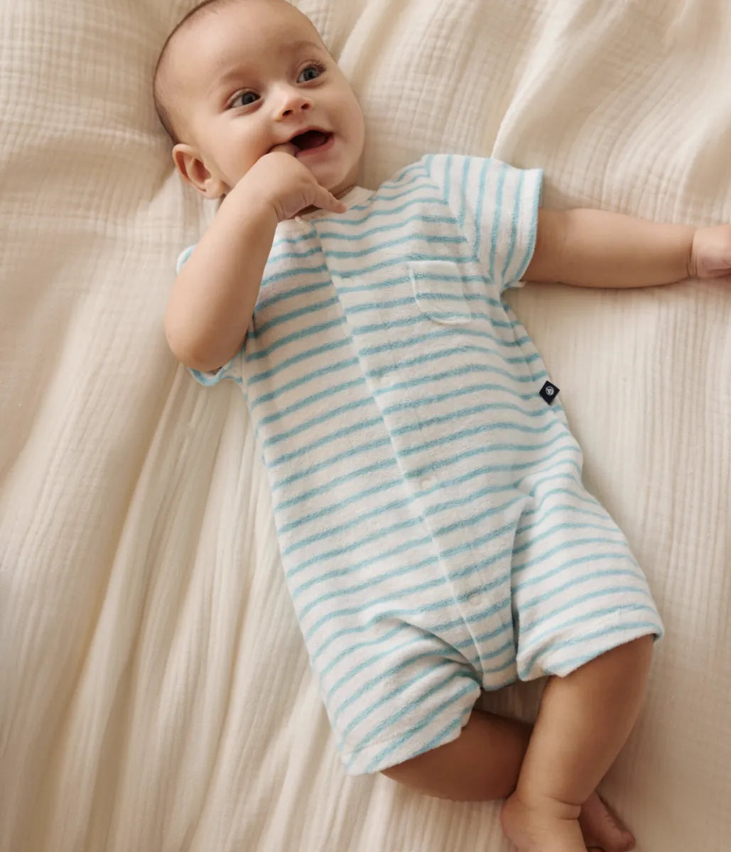 Petit Bateau Kort gestreept babypakje van katoenen badstof