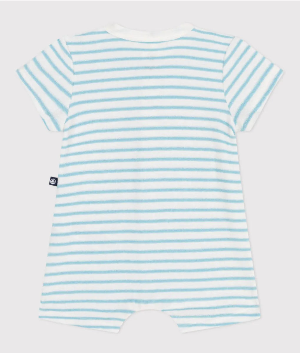 Petit Bateau Kort gestreept babypakje van katoenen badstof