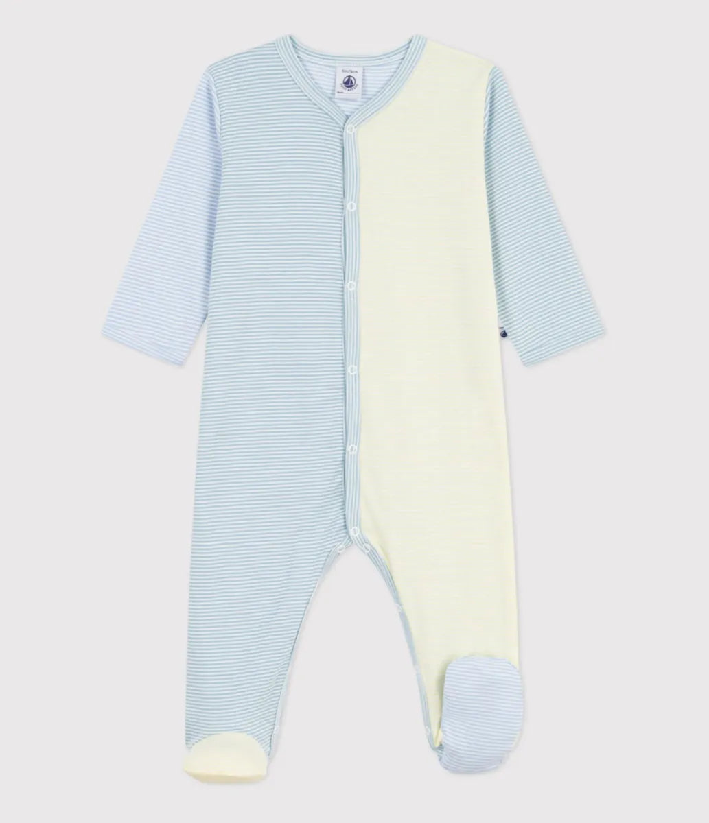 Petit Bateau Katoenen babypyjama met voetjes - Streepjesprint