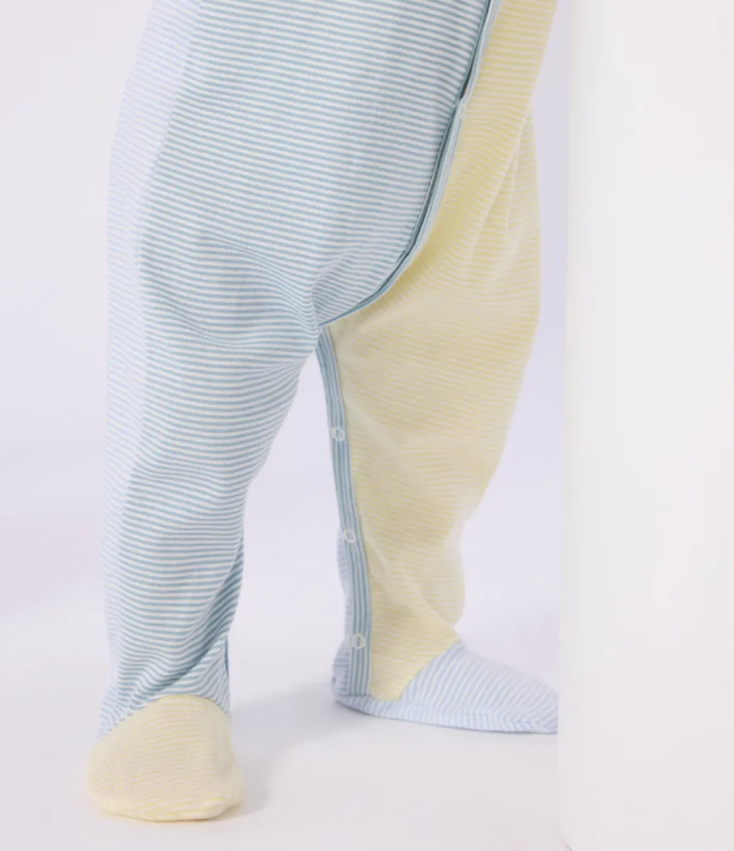 Petit Bateau Katoenen babypyjama met voetjes - Streepjesprint