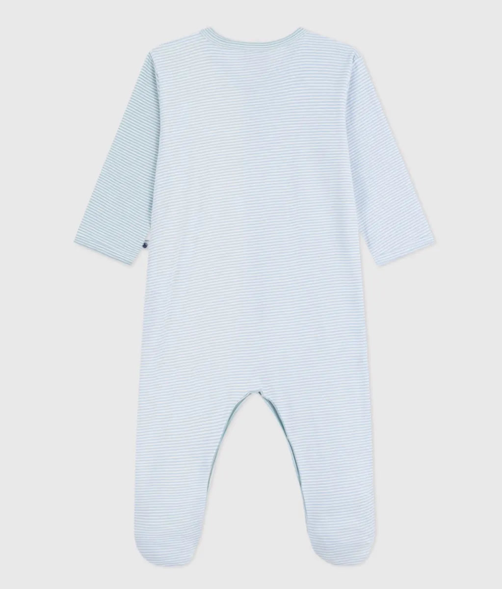 Petit Bateau Katoenen babypyjama met voetjes - Streepjesprint