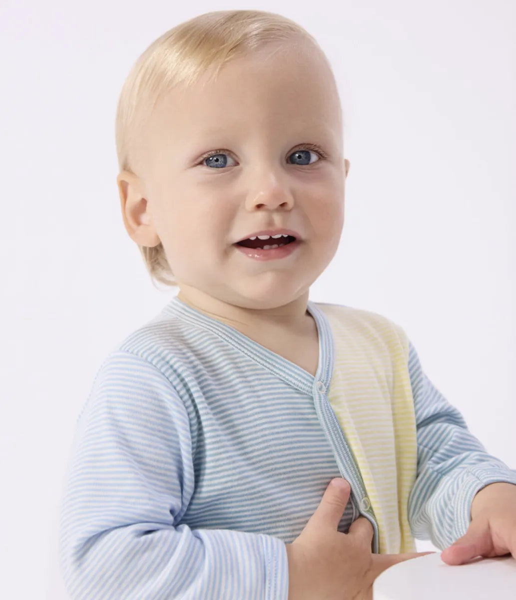 Petit Bateau Katoenen babypyjama met voetjes - Streepjesprint
