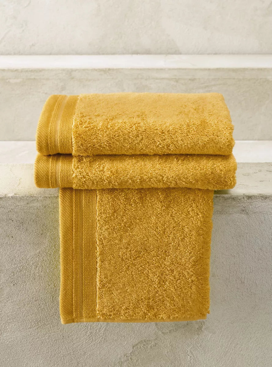 Witte Litear Handdoek - ochre