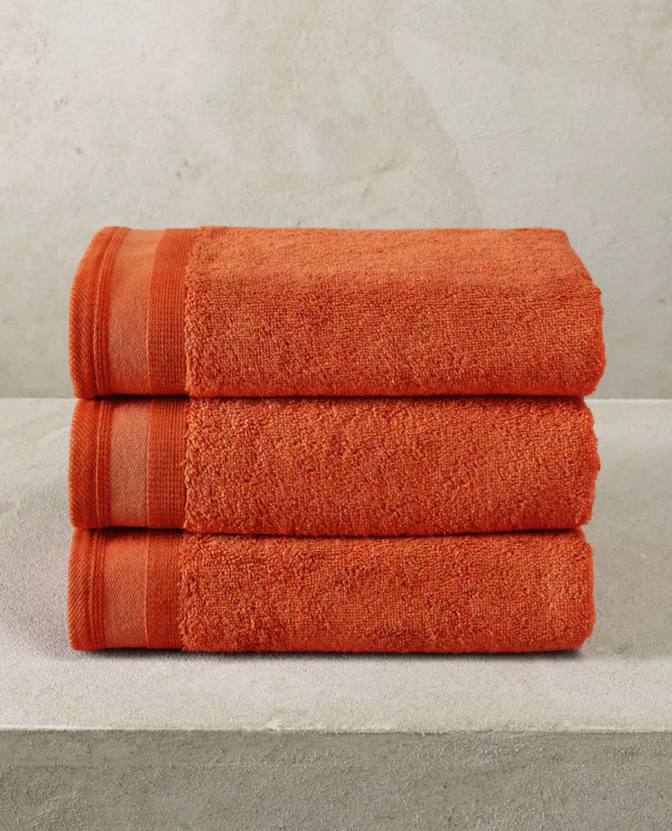 Witte Litear Handdoek - burnt orange