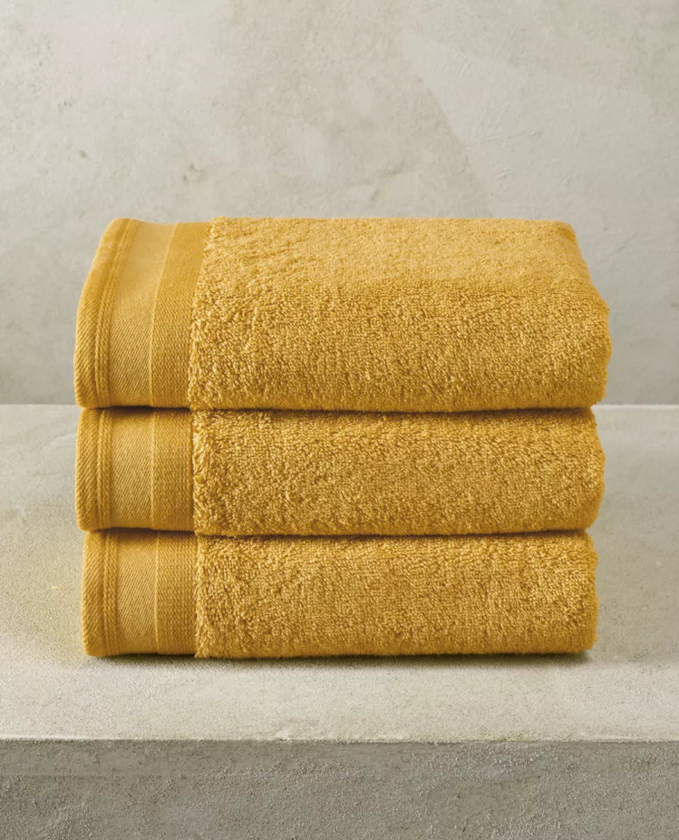 Witte Litear Handdoek - ochre