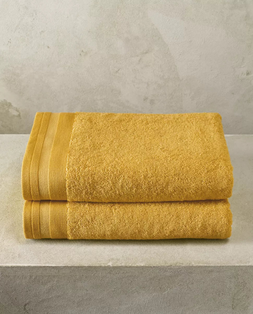 Witte Litear Handdoek - ochre