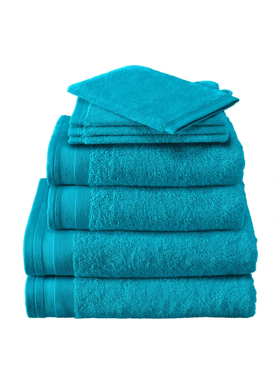 Witte Litear Handdoek - lagoon blue