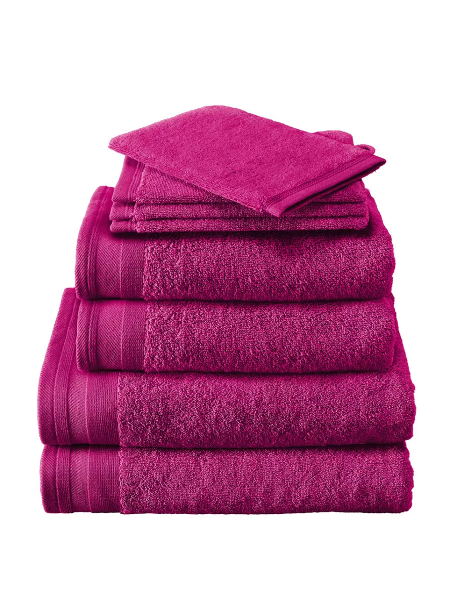 Witte Litear Handdoek - magenta