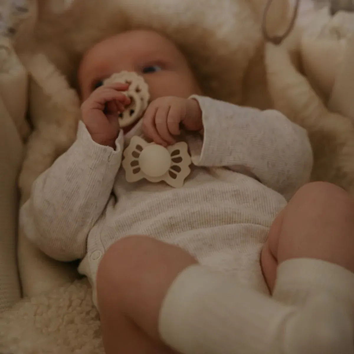 Mushie Baby's First Pacifier Fopspenen Set - Cream